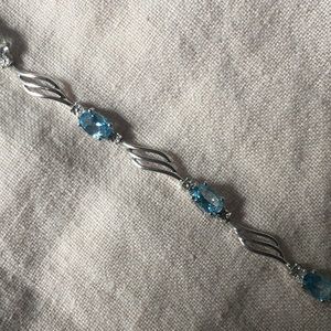 Blue Topaz / Diamond and Sterling bracelet